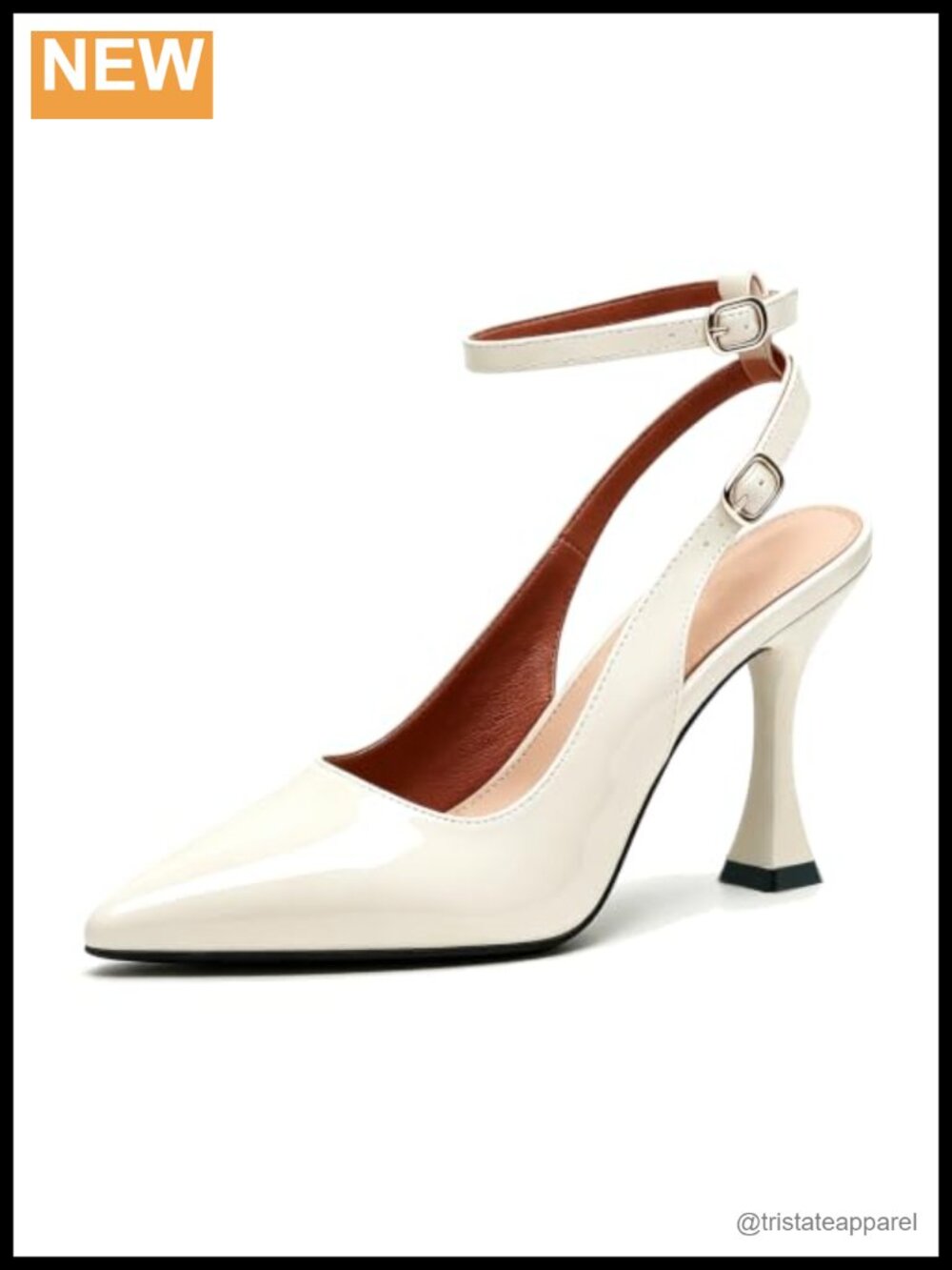 Pointed Toe Slingback Pumps Faux Leather Stiletto Heels Formal